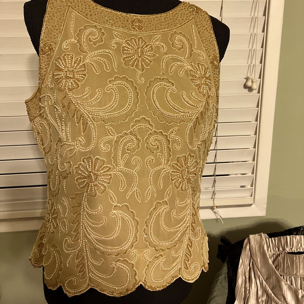 Gold festive beaded top